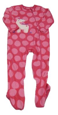 Růžový fleecový overal s jednorožcem a puntíky Dunnes