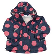 Tmavomodrá šušťáková bunda s odopínacíá kapucňou a bodkami Papagino