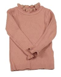 Svetloružový rebrovaný sveter s kroucenými lemy Matalan