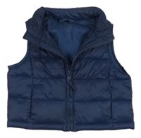 Tmavomodrá šušťáková prešívaná zateplená vesta