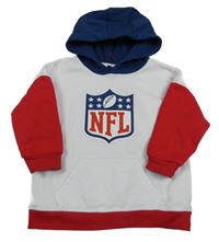 Bielo-tmavomodro-červená mikina s logem NFL a kapucňou Primark