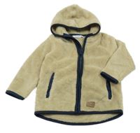 Béžová plyšová prepínaci mikina s kapucňou Smile