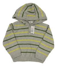Nové - Sivý sveter s prúžkami a kapucňou F&F
