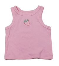Ružový rebrovaný top s jahůdkou Primark