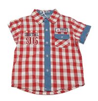 Nové - Červeno-bílo-modrá kostkovaná košile s číslem 