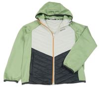 Světlezeleno-bílo-šedá softshellovo/šusťáková funkční bunda s kapucí Regatta