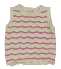 Smetanovo-ružová pruhovaná svetrová vesta F&F