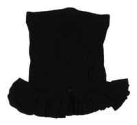 Čierne rebrované úpletové kraťasy s volánikmi River Island