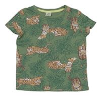Khaki tričko s tygry Little kids