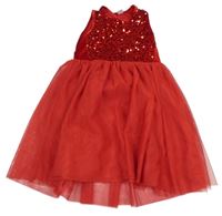 Červené sametovo/tylové šaty s flitry Little kids