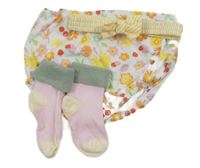 3set - Bílé bavlněné kraťasy s kytičkami + čelenka + ponožky Ergee