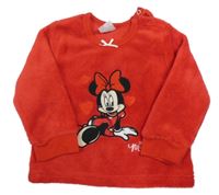 Červená chlpatá mikina s Minnií Disney