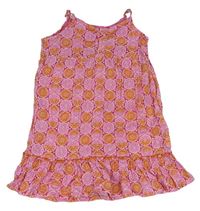Ružovo-purpurovo-oranžové vzorované letné šaty alive