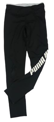 Černo-světlešedé sportovní legíny s logy PUMA
