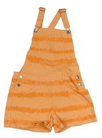 Světleoranžovo-oranžové batikované riflové laclové kraťasy Denim Co.