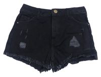 Čierne rifľové kraťasy s vyšúchaním RIVER ISLAND