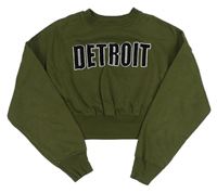 Khaki melírovaná crop mikina s nápisom New Look