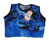 Modro-černý army melírovaný crop top se Sochou Svobody A2Z4 Kids