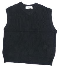 Čierna rebrovaná svetrová oversize vesta H&M