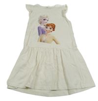 Smotanové trblietavé šaty s Frozen a volánikmi H&T