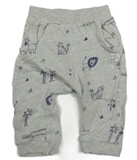 Světlešedé melírované turecké tepláky se zvířátky H&M