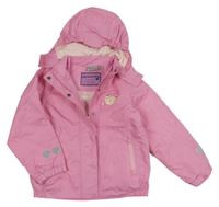 Ružová šušťáková jarná bunda s mačičkou a odopínacíá kapucňou impidimpi