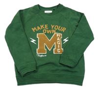 Tmavozelená mikina s písmenky a nápisy a blesky FAT FACE