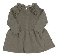 Šedé melírované pletené šaty se vzorem a volánky H&M