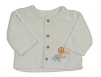 Biela zamatová prepínaci mikina so sloníkem a s levíkom  Matalan