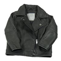 Černý koženkový jarní křivák s límečkem PRIMARK