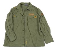 Khaki košeľa s nášivkami H&M