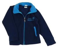 Tmavomodrá fleecová funkčná prepínaci mikina s logom Jack Wolfskin