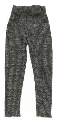 Čierno-sivé melírované rebrované pletené legíny