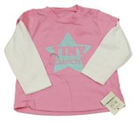 Nové - růžovo-bílé triko s hvězdou s nápisy George