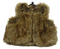 Hnedo-béžová kožušinová podšitá vesta RALPH LAUREN