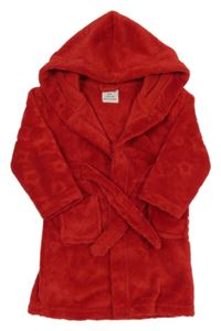 Červený plyšový župan s hviezdičkami a kapucňou PRIMARK