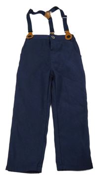 Tmavomodré chino kalhoty s kšandami 