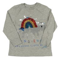 Šedé melírované triko s dinosaurem z překlápěcích flitrů George