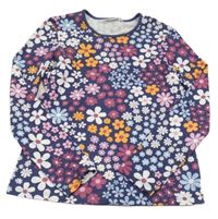 Tmavomodré kvetované tričko Kids