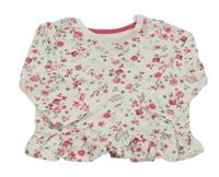 Biele tričko s kvietkami a volánikom PRIMARK