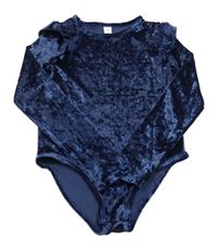 Tmavomodré lesklé sametové body s volánky Tu