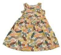 Smotanové šaty s lístečky a kvetmi C&A