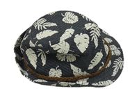 Tmavomodrý slaměný klobúk s listami H&M