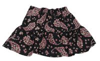 Čierna vzorovaná sukňa s kvietkami F&F