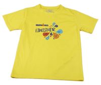 Žlté športové tričko s nápismi a vzorom