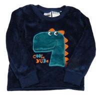 Tmavomodrá plyšová mikina s dinosaurom Lily & Dan