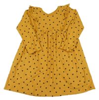 Horčicové melírované šaty so srdiečkami a volánikmi Matalan