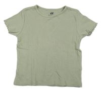 Světlekhaki rebrované crop tričko H&M
