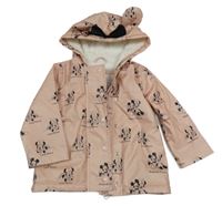Pudrová nepromokavá zateplená bunda s Minnie a kapucí George