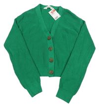 Nové - tmavozelený rebrovaný prepínaci crop sveter H&M